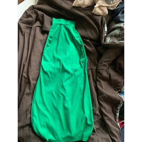 Green Rib Knit Mock Neck Backless Halter Dress Sz 10 Pretty Little Thing - Picture 4 of 13